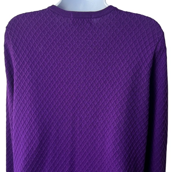 Land's End Purple Raised Diamond Cardigan Sweater Cozy Preppy Grannycore LP - Picture 6 of 10